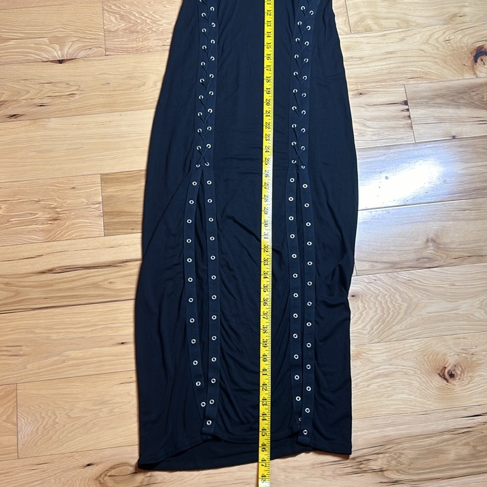 All Saints Black Lace Up Tank Top Maxi Dress | Size Medium - Picture 4 of 10
